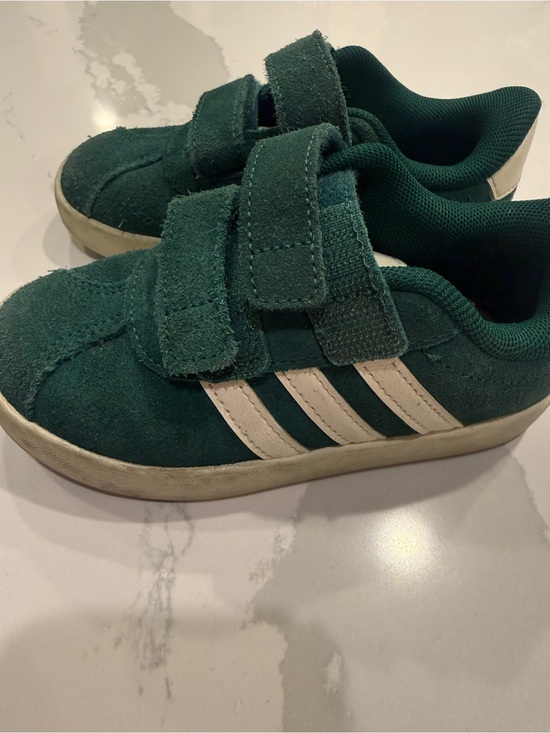 adidas Other - adidas Kids Green Suede Sneakers with White Stripes - Velcro 💚